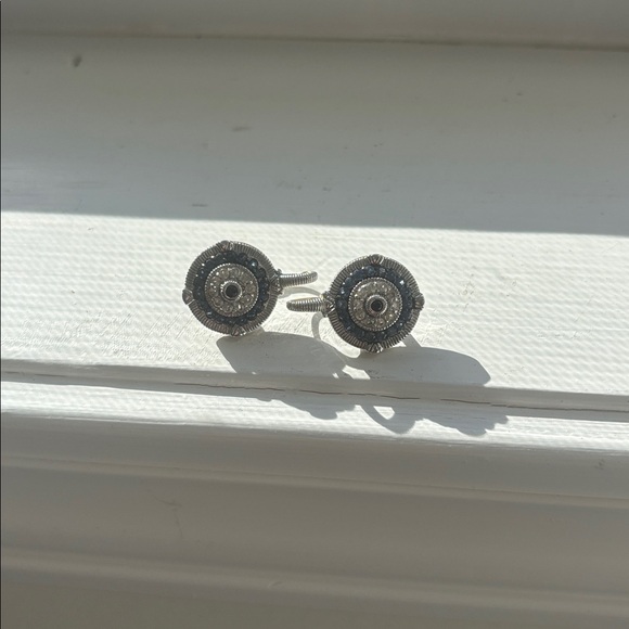 Judith Ripka blue and white sapphire Earrings - Picture 3 of 6